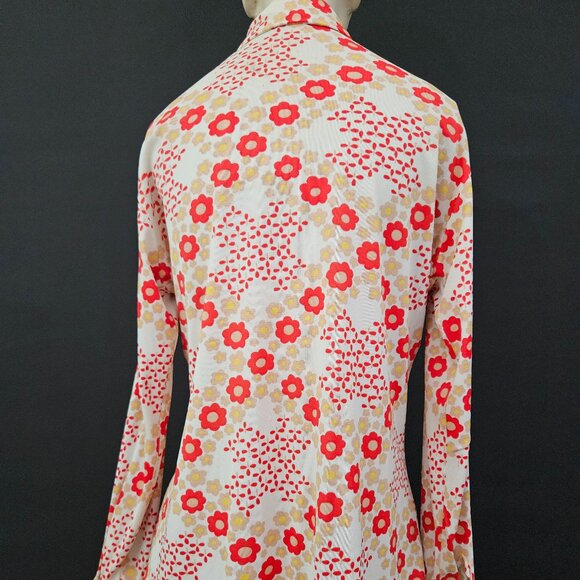 70s Shapely Flower Power Dagger Collar Long Sleeve Button Down Shirt - Picture 12 of 15